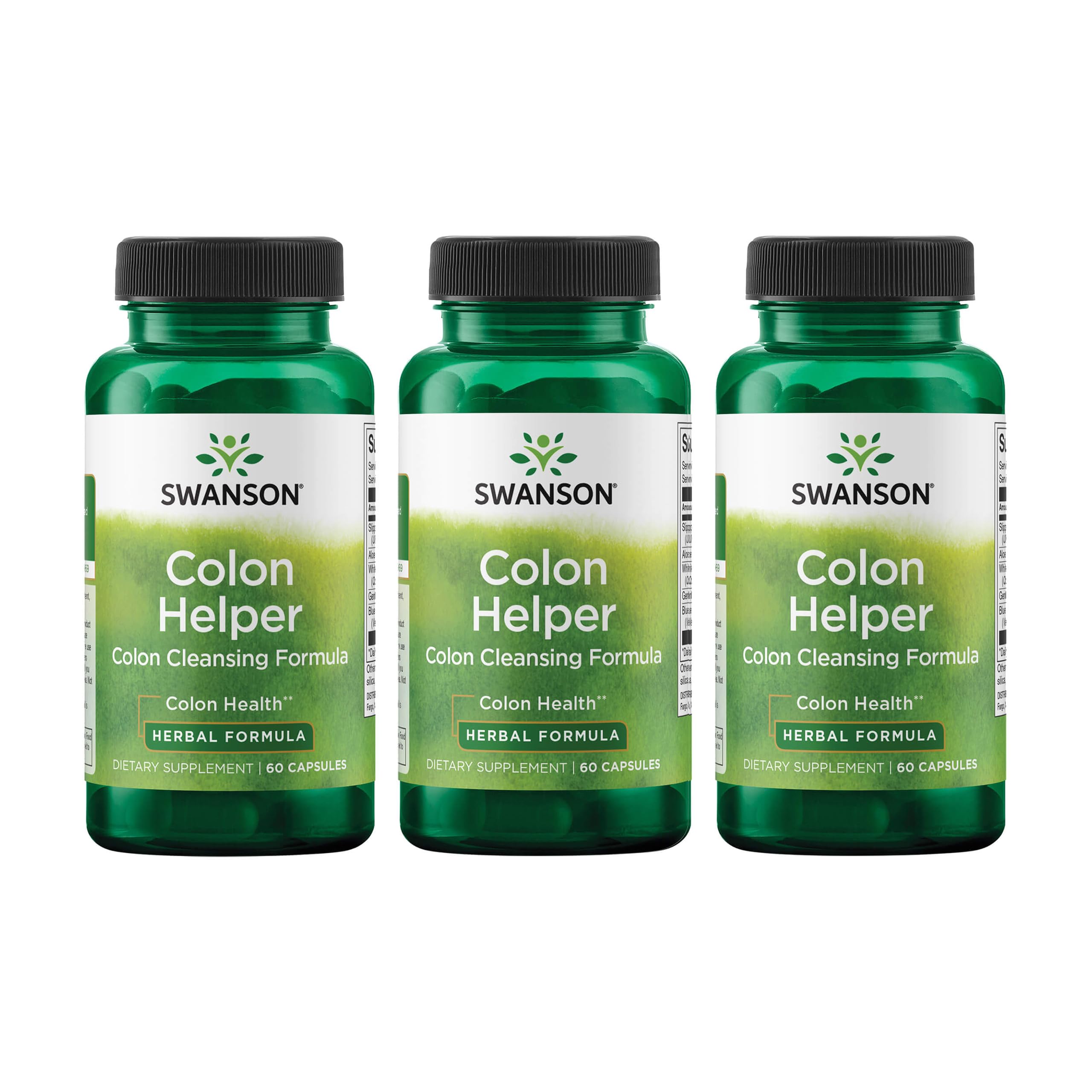 Swanson Colon Helper bottle front with 60 capsules offering digestive support possibilities.