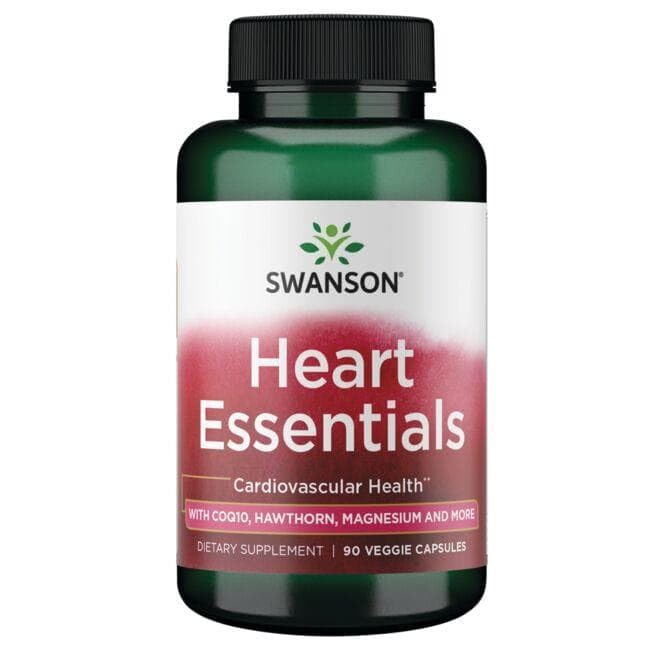 Vegan, Vegetarian and Non-GMO indicators on Swanson Heart Essentials packaging