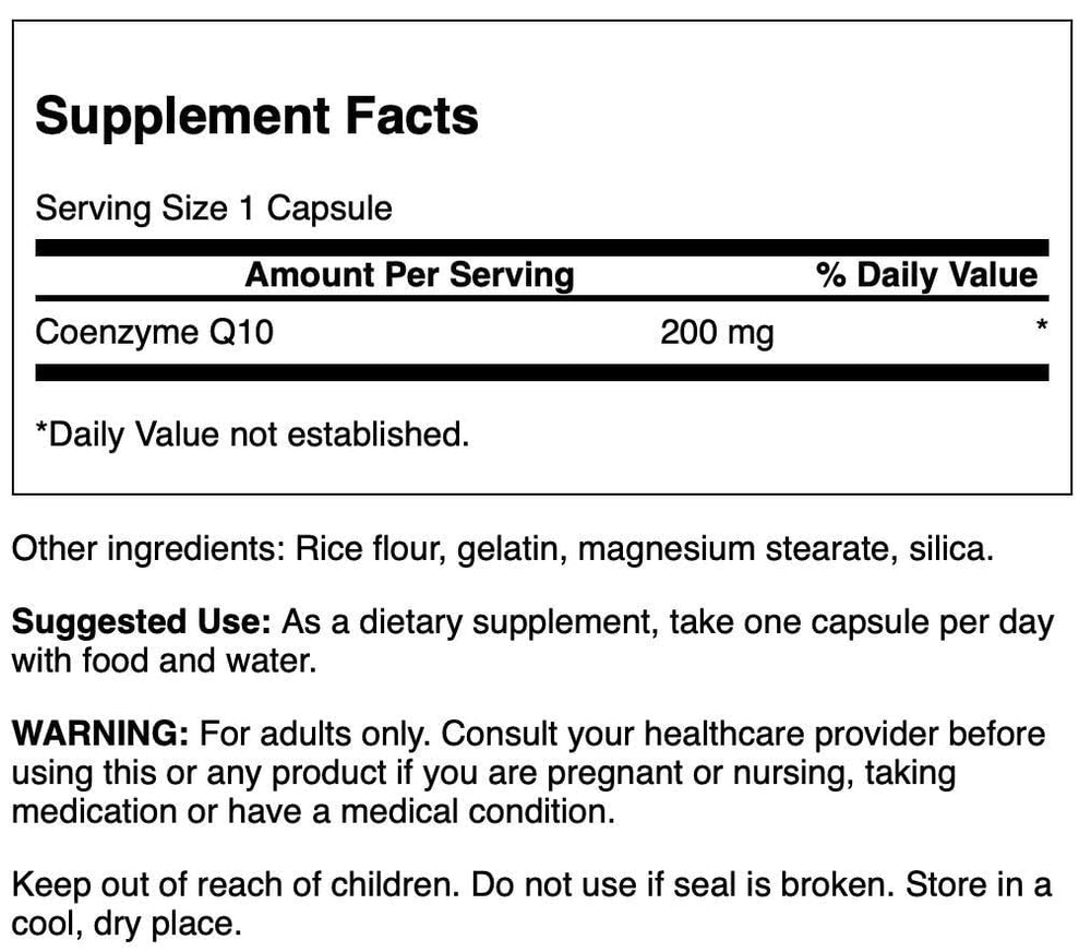 Close-up of Swanson CoQ10 200 mg 30 capsules bottle