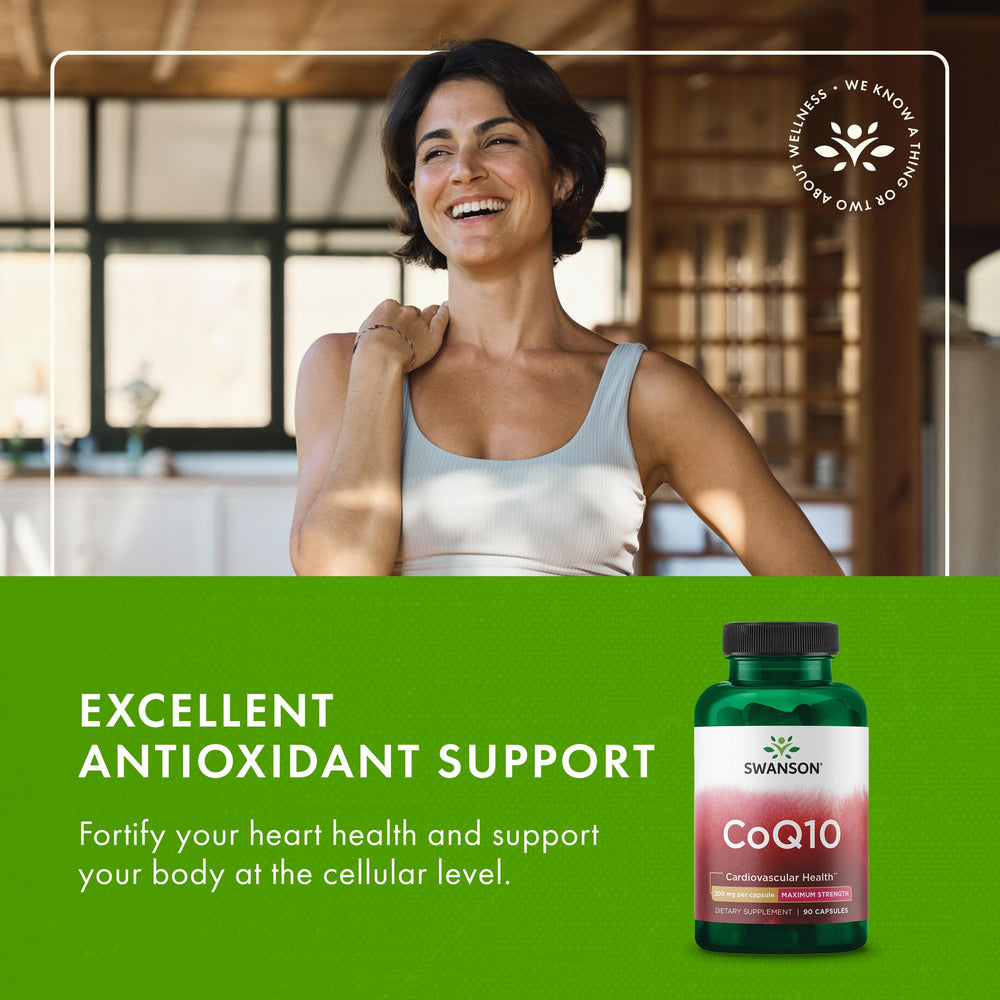 Supplement facts panel for Swanson CoQ10 200 mg