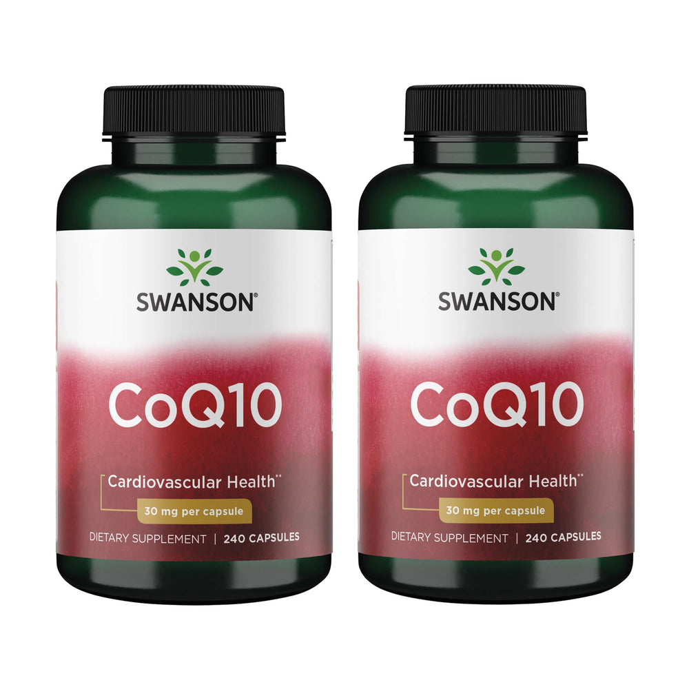 Front view of Swanson CoQ10 30 mg 240-cap bottle (2-pack) packaging