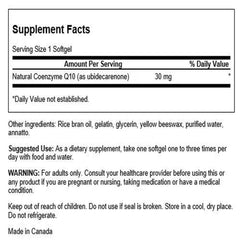 CoQ10 30 mg label close-up on bottle