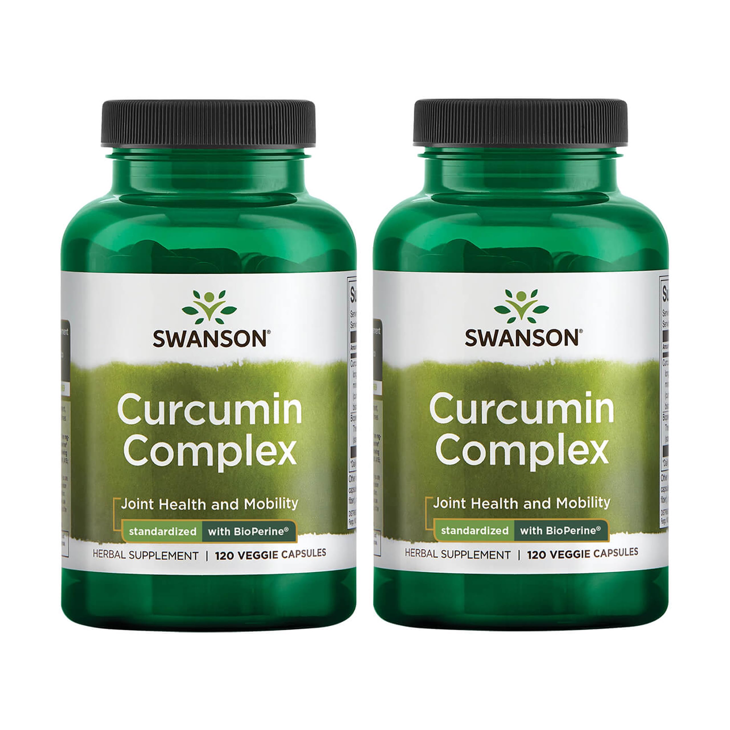 Front view of Swanson Curcumin Complex 2-pack veggie capsules