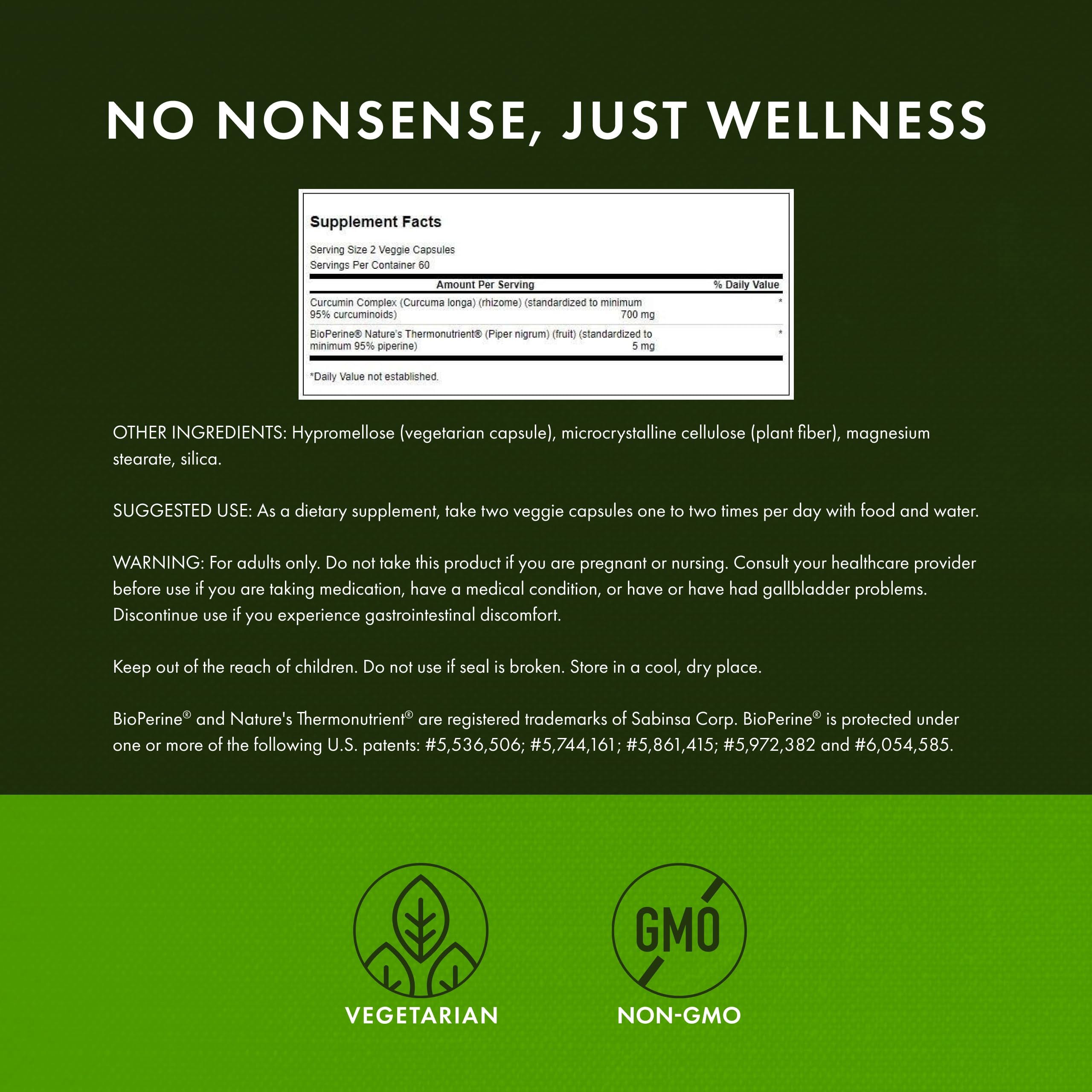 Bottle label showing Swanson Curcumin Complex with BioPerine