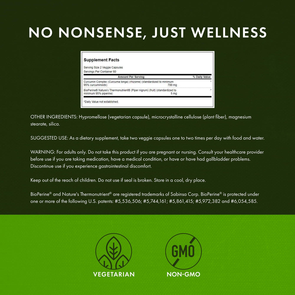 Bottle label showing Swanson Curcumin Complex with BioPerine