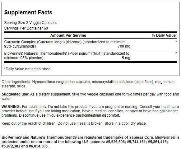 Swanson Curcumin Complex bottle label close-up