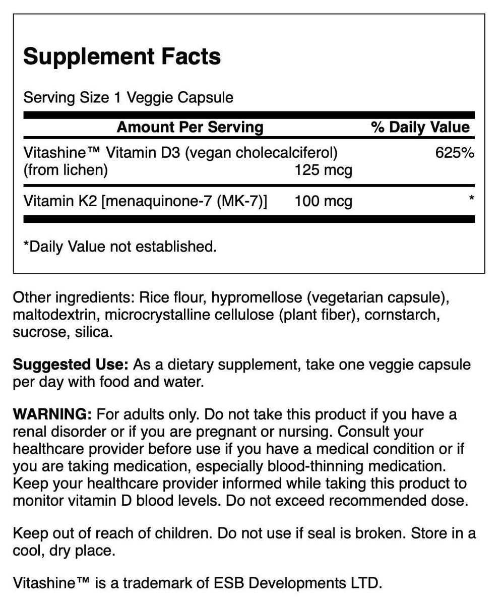 Label shows 5000 IU D3 and 100 mcg K2