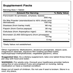 Close-up of Swanson Digestive Enzymes 180 Tabs label