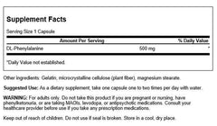 Swanson Amino Acid Dl-Phenylalanine 500 mg bottle - label close-up