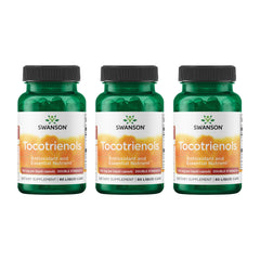 Front view of Swanson Double Strength Tocotrienols 60-liquid-capsules 100 mg per capsule - 3 pack