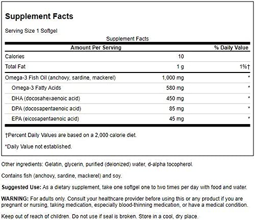Detail of DPA omega-3 ingredients label