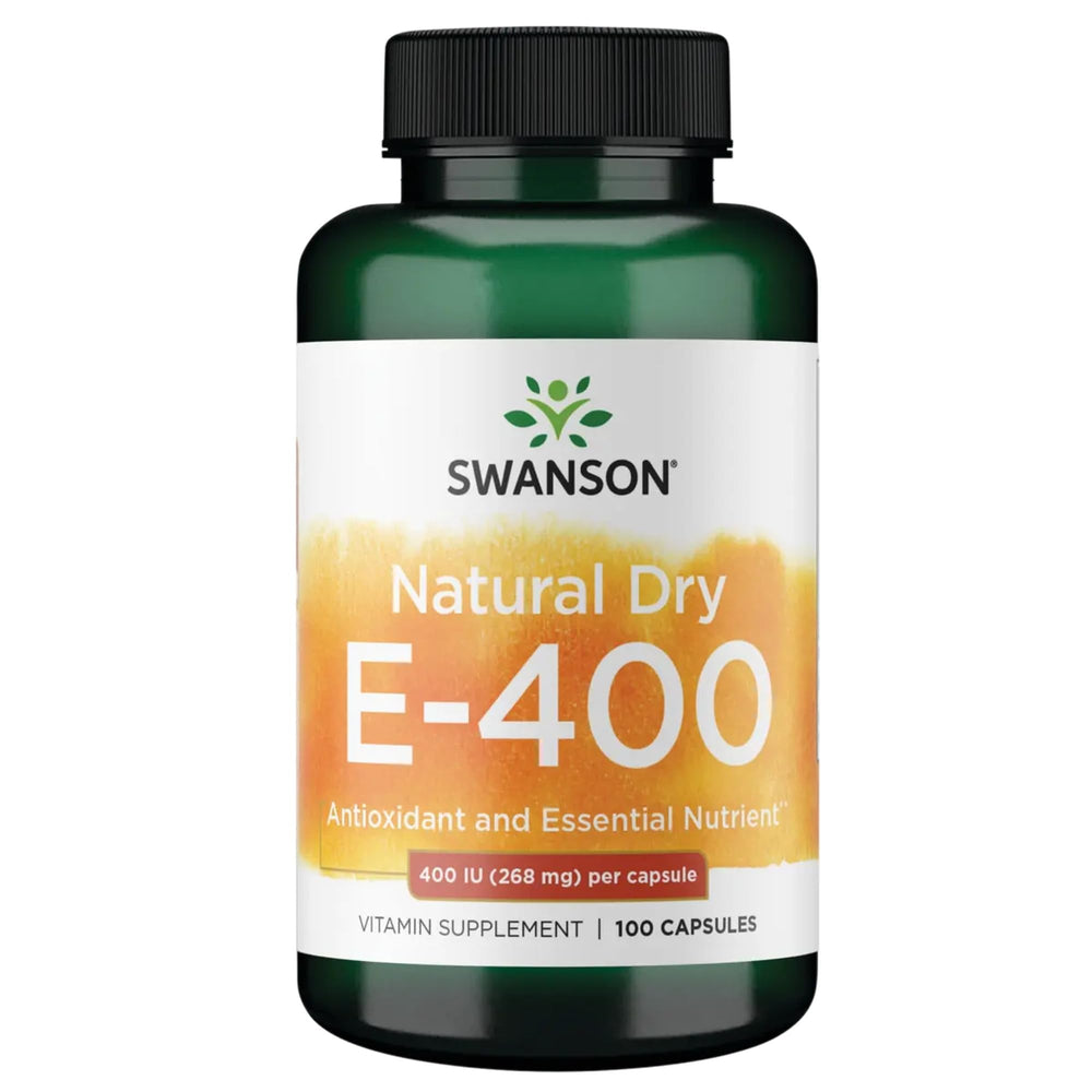 Product image: Swanson natural dry Vitamin E 400 IU 180.2 mg, 100 capsules