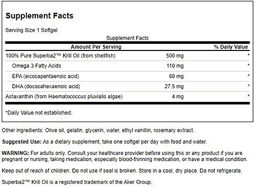 Close-up of Swanson EFA Krill Oil & ASTAXANTHIN 30 SGELS softgels