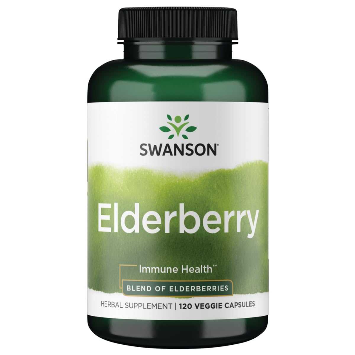 Swanson Elderberry 575 mg 120 Veg Capsules bottle - front view