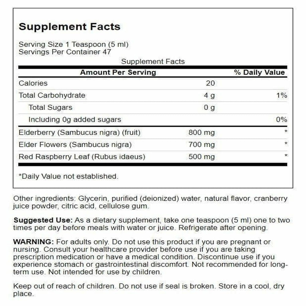 Side view of Swanson Elderberry Extract Syrup bottle