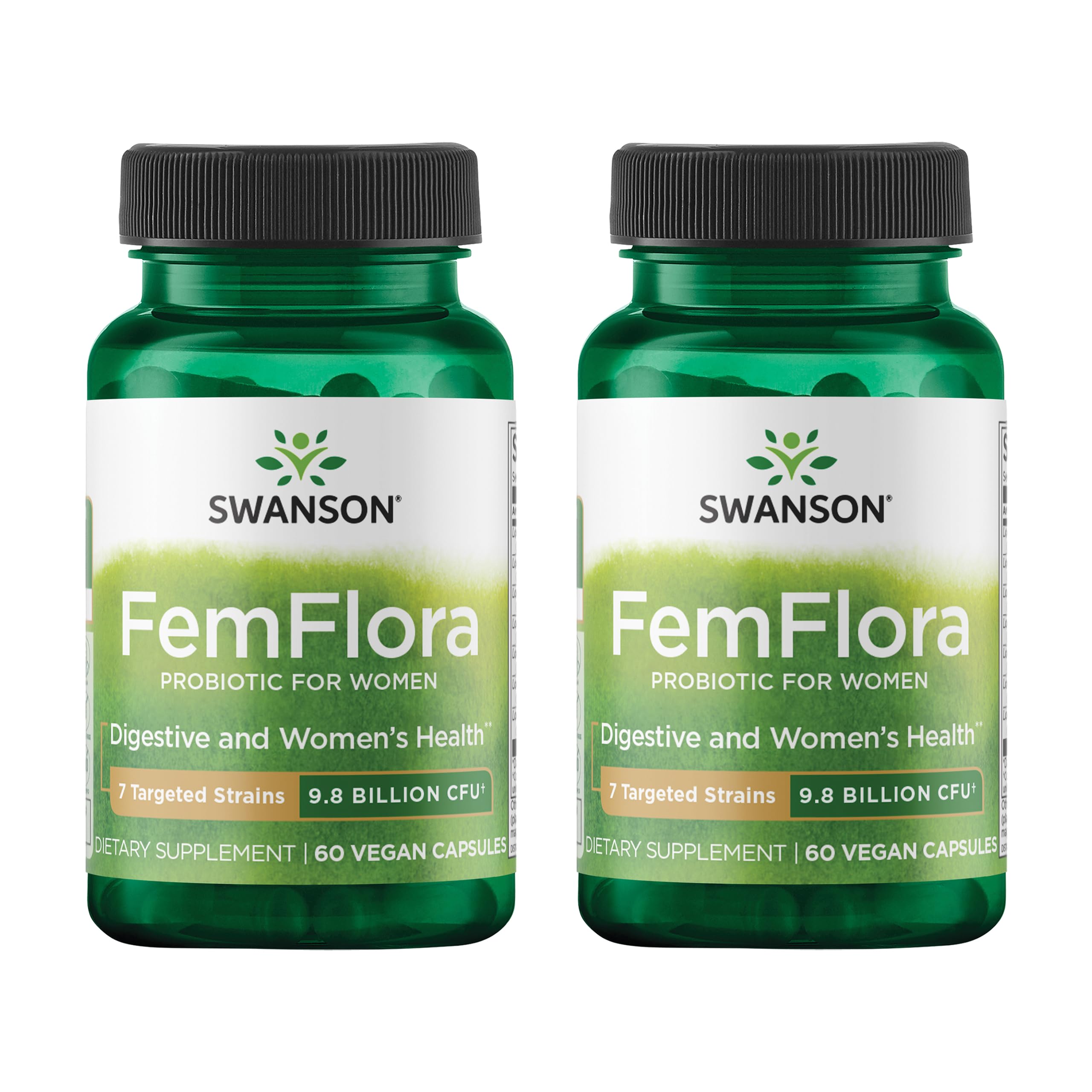 Swanson FemFlora feminine probiotic bottle on white background