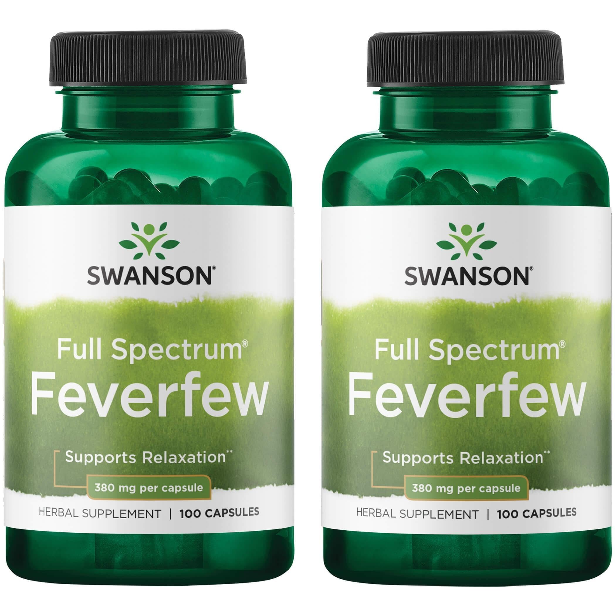 Swanson Feverfew 380 mg – 100 capsules (2 pack) bottle