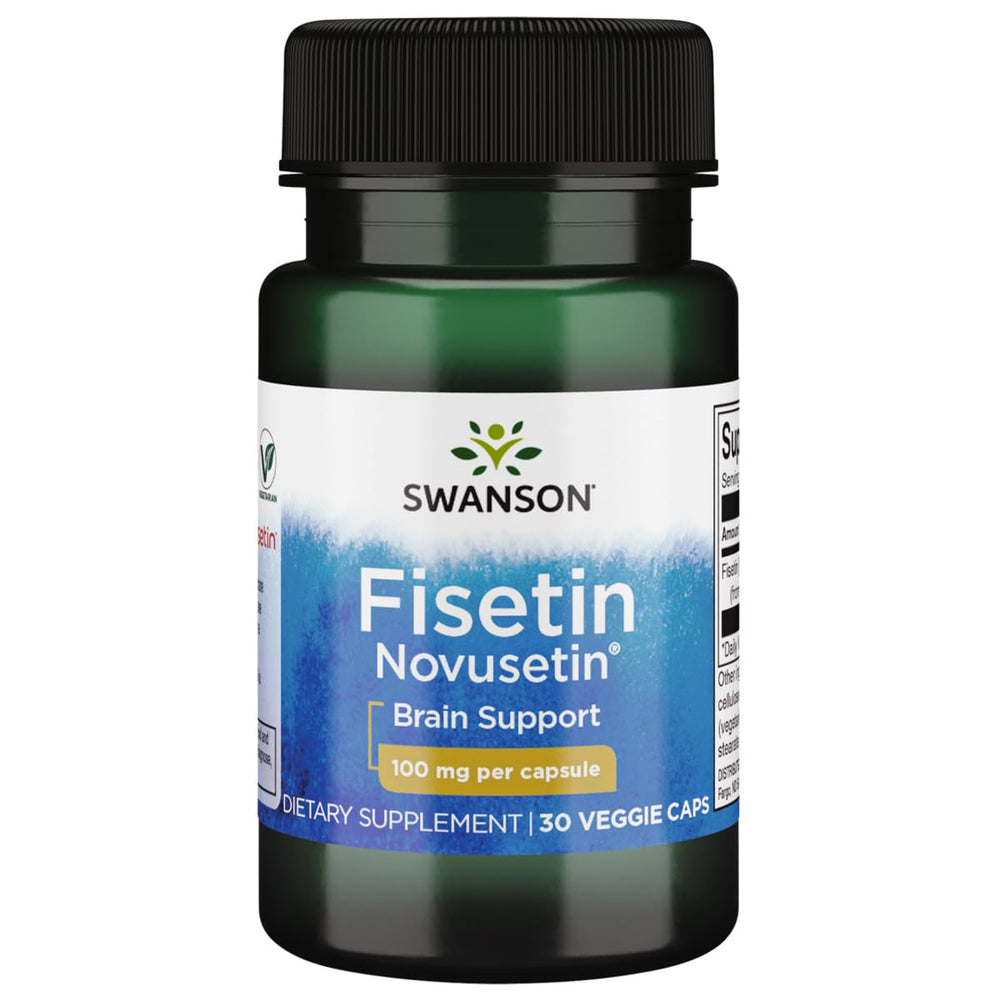 Bottle of Swanson Fisetin 100 mg vegan capsules