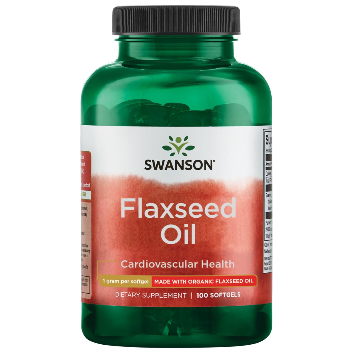 Swanson Flaxseed Oil Omegatru 1000 mg softgels bottle front