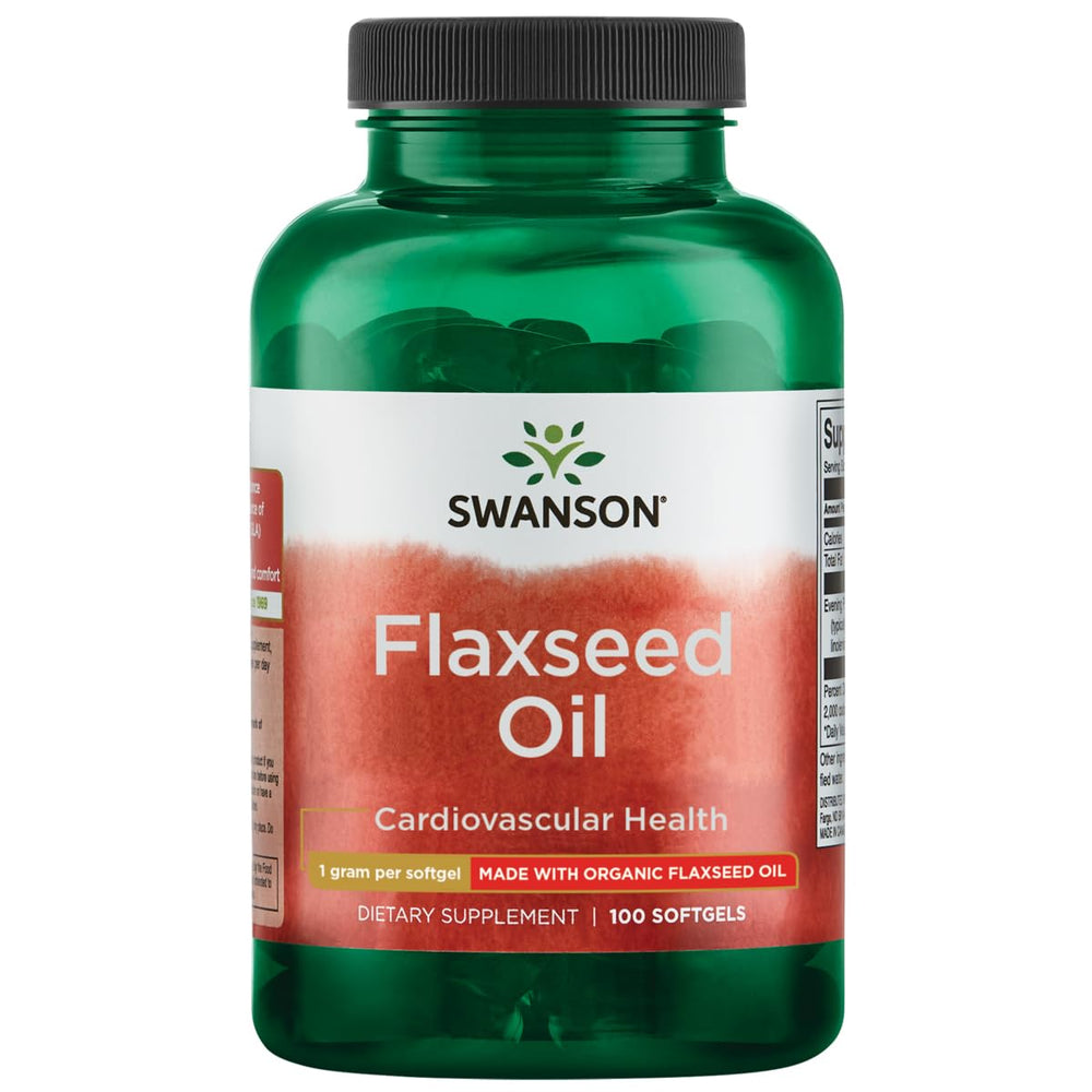 Swanson Flaxseed Oil Omegatru 1000 mg softgels bottle front