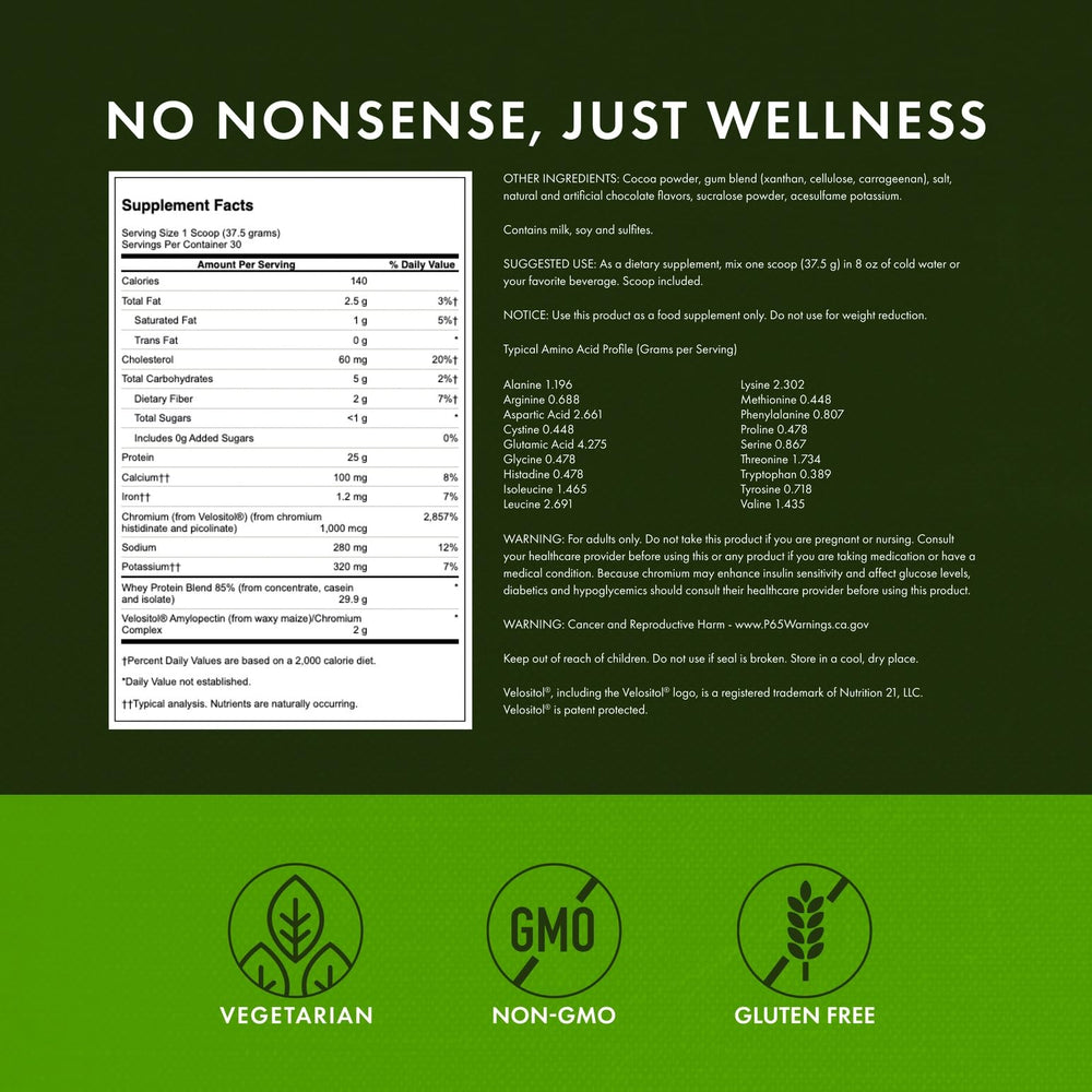 Close-up of protein powder scoop in chocolate flavor