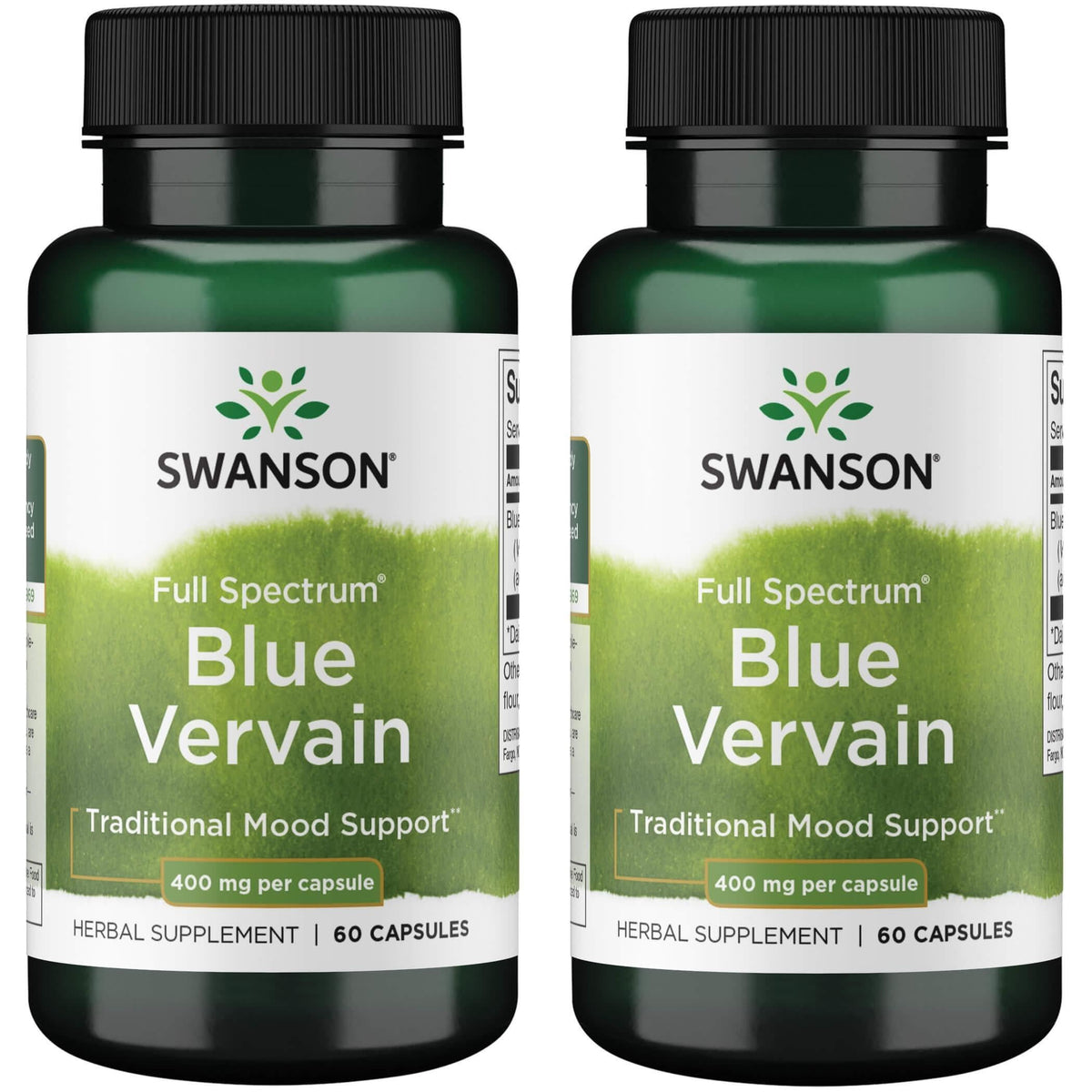 Bottle of Swanson Full Spectrum Blue Vervain 400 mg, 60 capsules, 2-pack