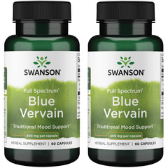 Bottle of Swanson Full Spectrum Blue Vervain 400 mg, 60 capsules, 2-pack