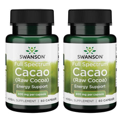 Swanson Full Spectrum Cacao capsule for mild energy support in daily routine.