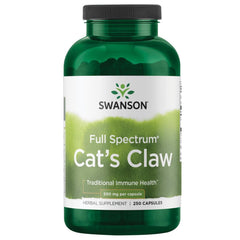 Bottle of Swanson Full Spectrum Cat's Claw 500 mg capsules