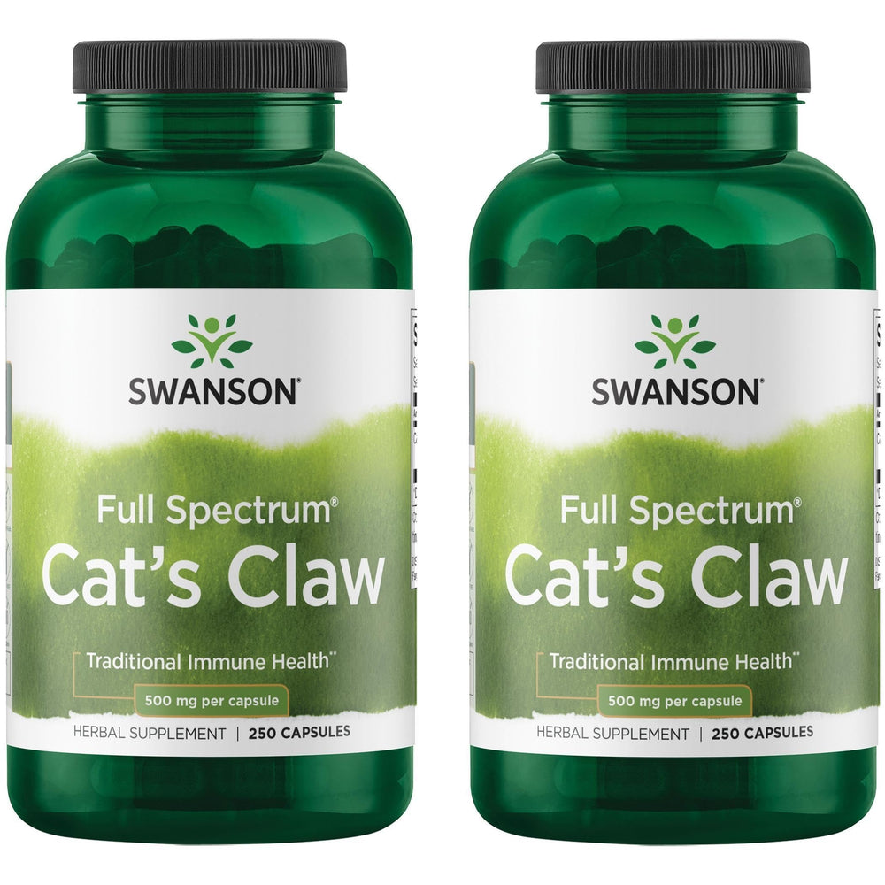 Bottle of Swanson Full Spectrum Cat's Claw 500 mg capsules