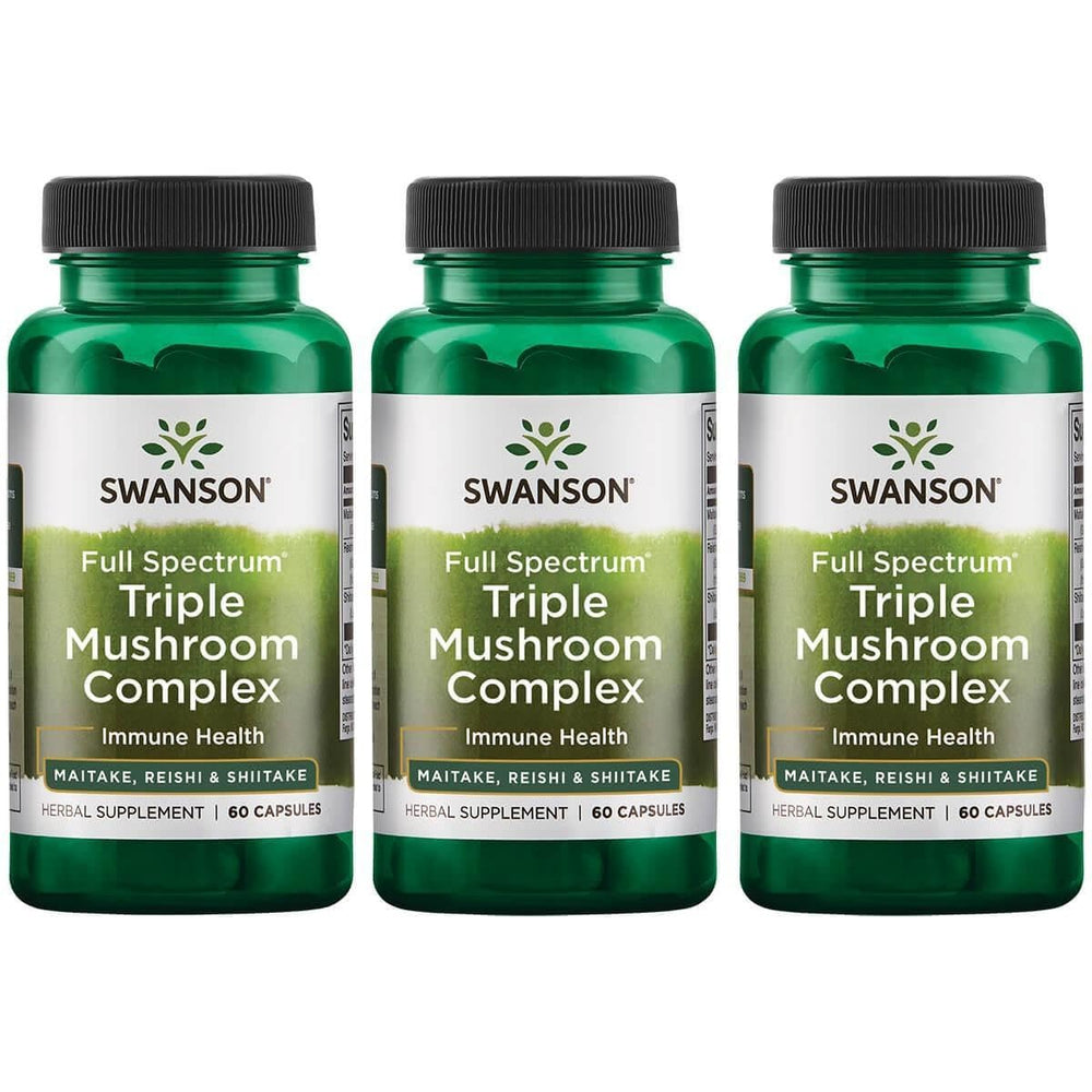 Bottle of Swanson Full Spectrum Triple Mushroom Complex - 60 Capsules, 3 Pack