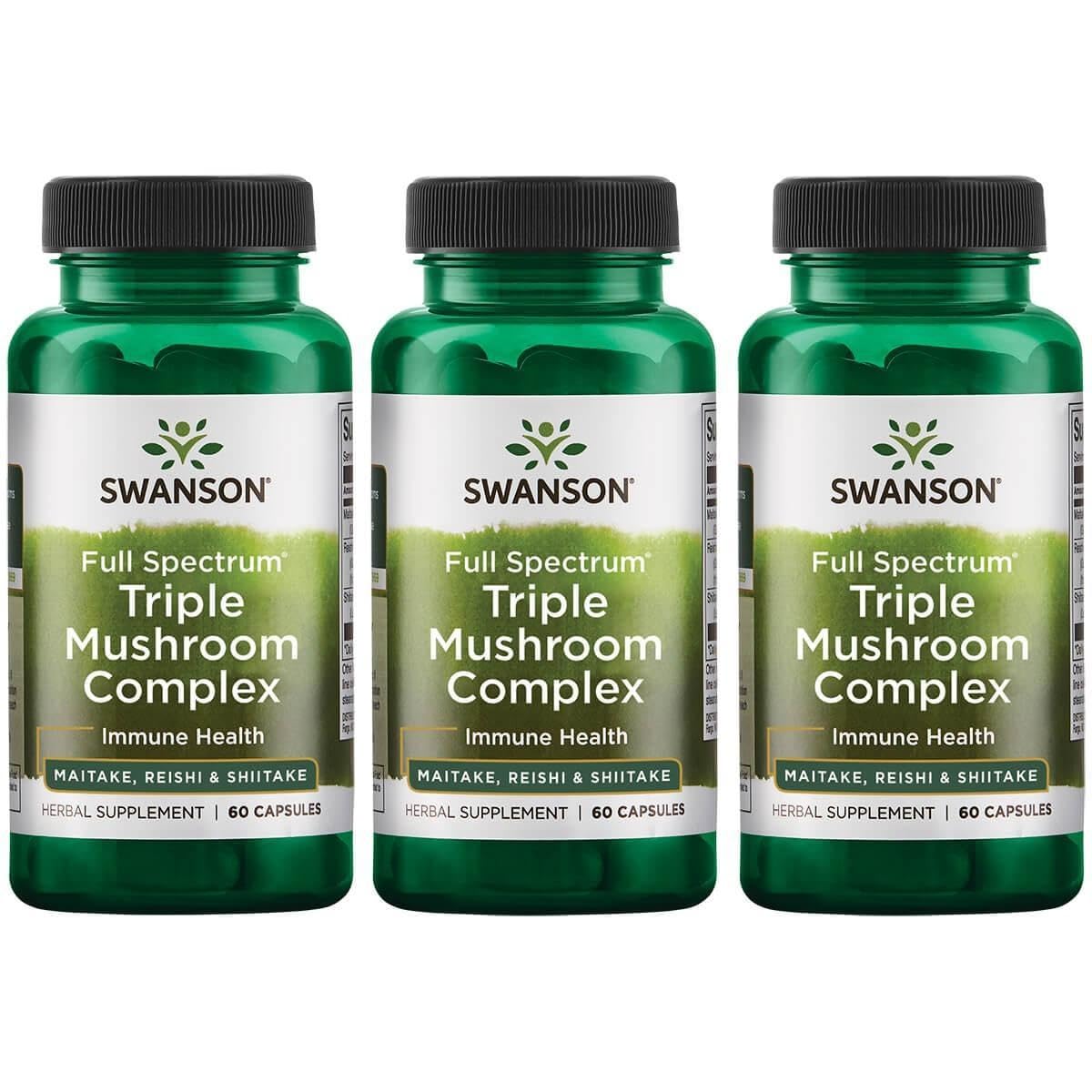 Bottle of Swanson Full Spectrum Triple Mushroom Complex - 60 Capsules, 3 Pack