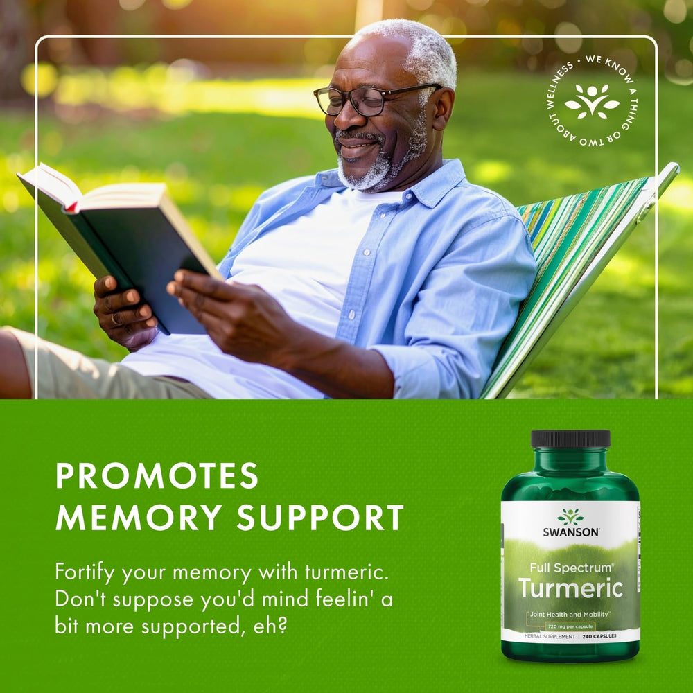 Nutrition facts panel on Swanson Turmeric bottle