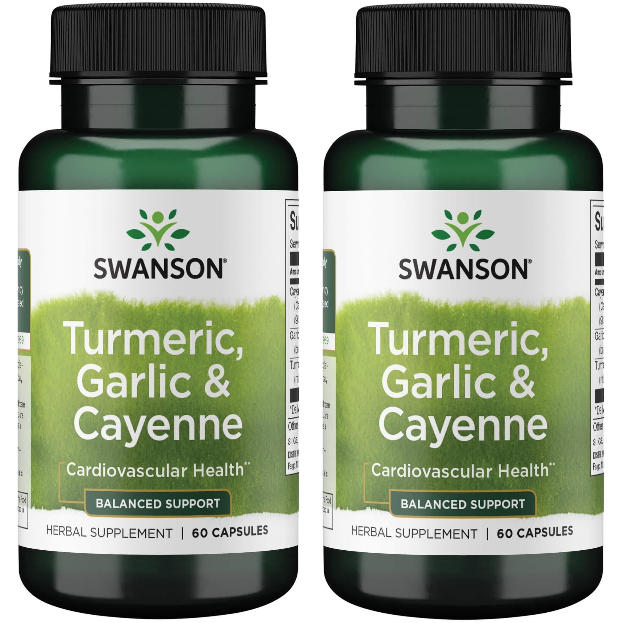 Bottle of Swanson Full Spectrum Turmeric Garlic & Cayenne 60 Capsules (2 Pack)