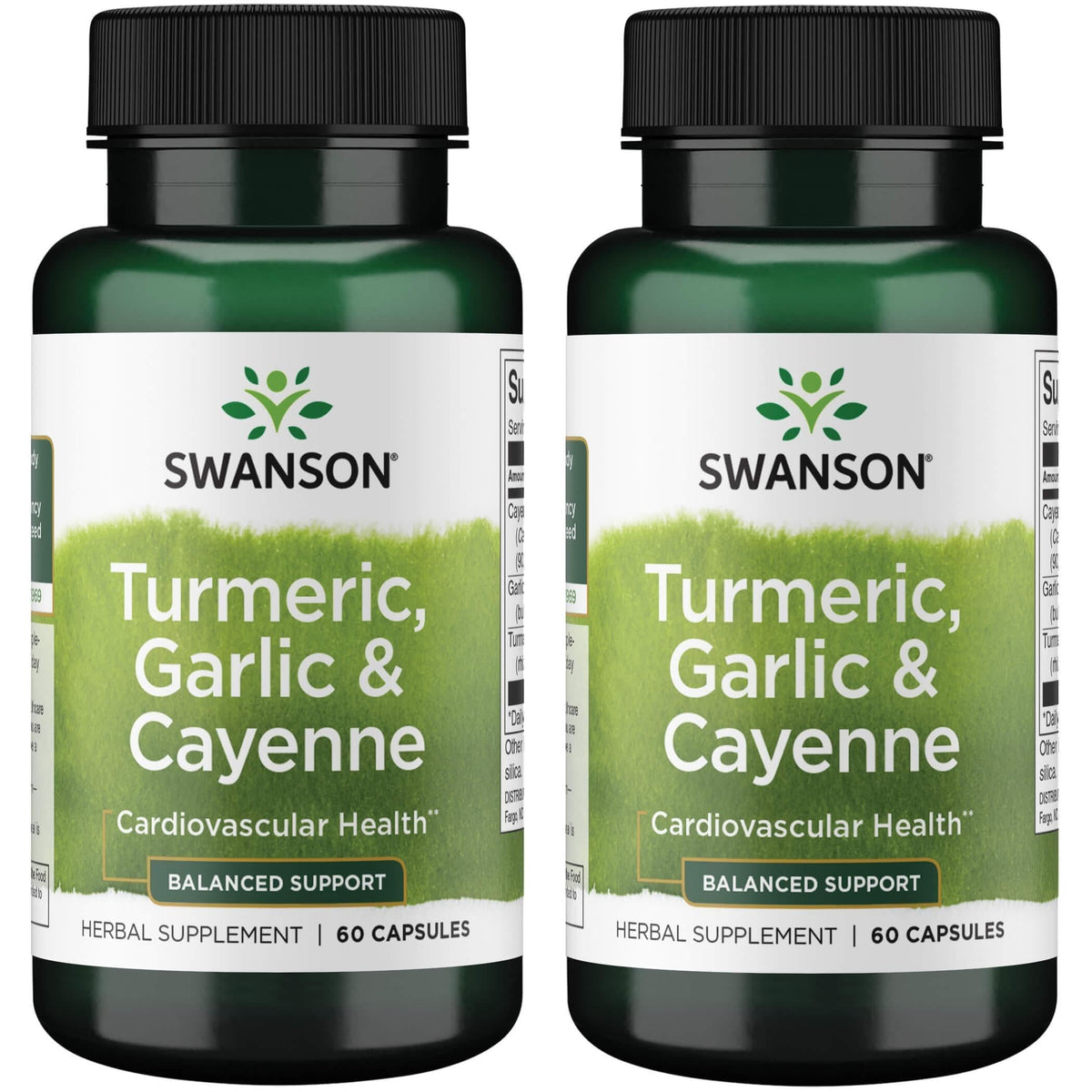 Bottle of Swanson Full Spectrum Turmeric Garlic & Cayenne 60 Capsules (2 Pack)