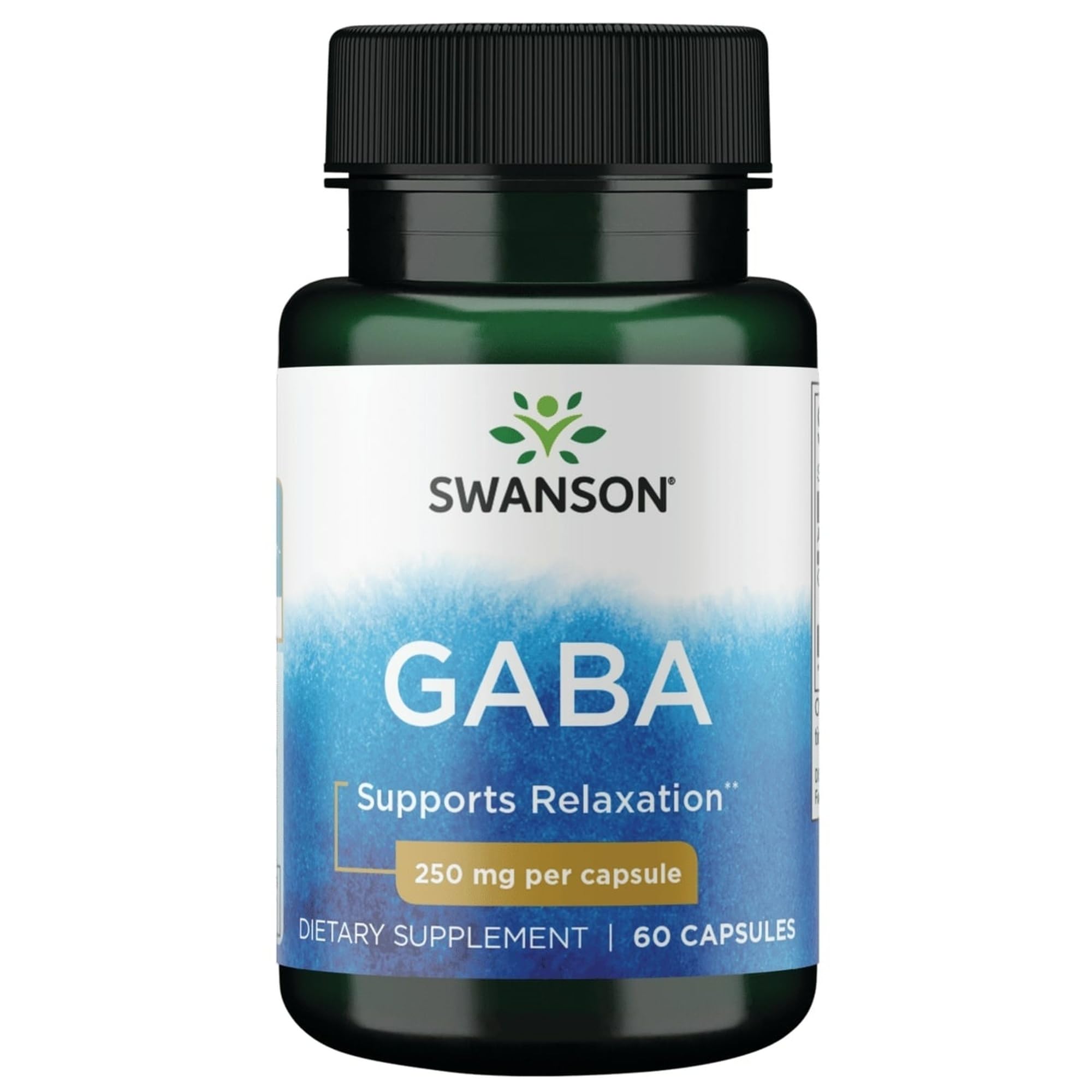 Front view of Swanson GABA 250 mg bottle – 60 capsules