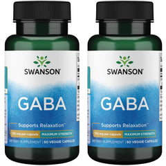 Swanson Amino Acid GABA 750 mg vegetarian capsules - 60 count, 2-pack