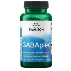 Bottle of Swanson Gabaplex Amino Acid with L-Tyrosine and L-Theanine, 60 vegetarian capsules
