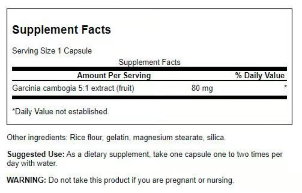 Close-up of Swanson Garcinia Cambogia 5:1 Extract bottle side view