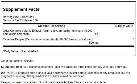 Swanson Garlic with Cayenne bottle side view