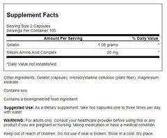 Swanson Gelatin and Silicon capsules promoting hair and nails health