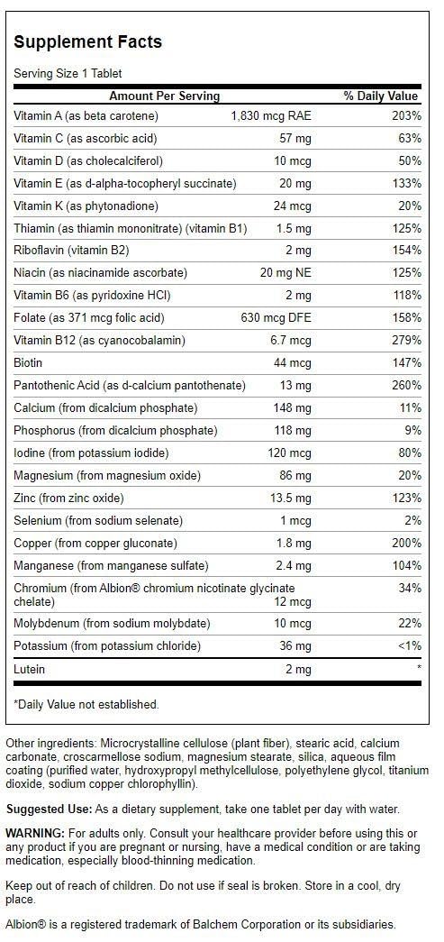 Front view of Swanson Geromulti Without Iron bottle with 100 tablets