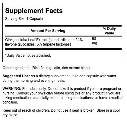 Close-up of Swanson Ginkgo Biloba 240 capsules inside the bottle