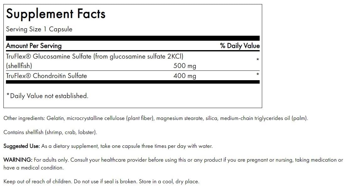 Close-up of Swanson Glucosamine & Chondroitin bottle showing 900 mg per capsule
