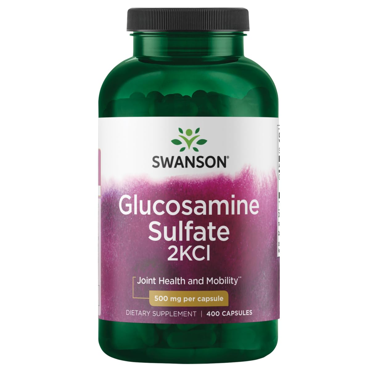 Swanson Glucosamine Sulfate 2KCl 500 mg bottle with 400 capsules