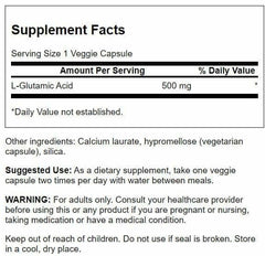 Swanson glutamic acid capsules closeup highlights veggie capsules for convenient daily CNS support