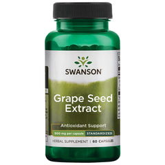 Front view of Swanson Grape Seed Extract 500 mg bottle with 60 capsules