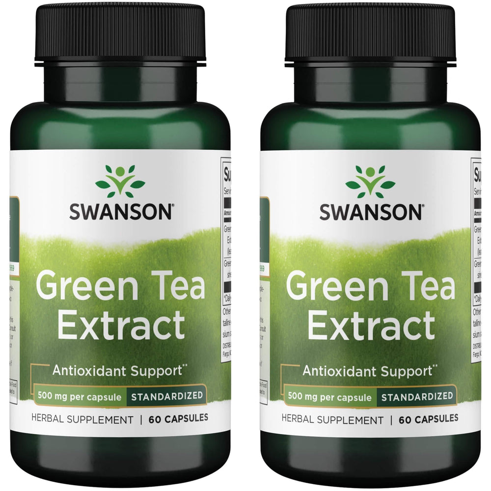 Swanson Green Tea Extract 500 mg bottle with 60 capsules (2 pack)