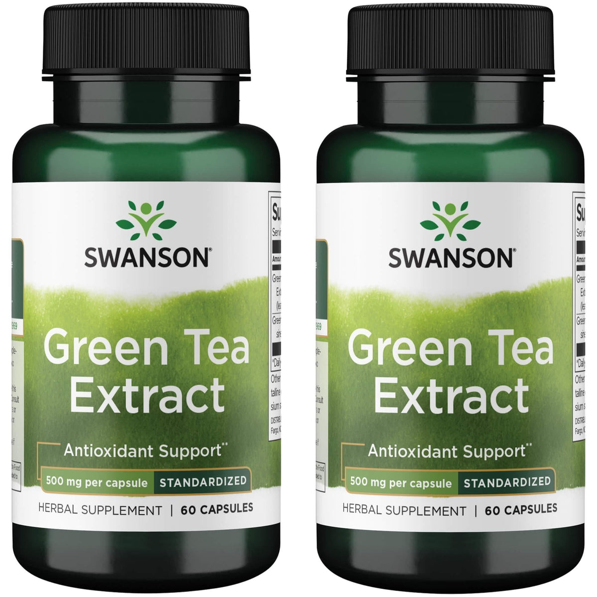 Swanson Green Tea Extract 500 mg bottle with 60 capsules (2 pack)