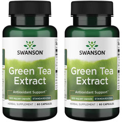 Swanson Green Tea Extract 500 mg bottle with 60 capsules (2 pack)